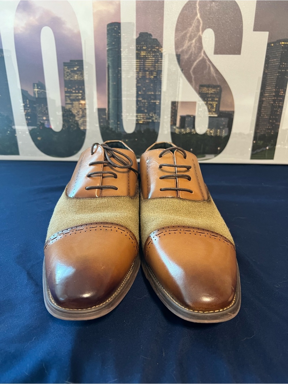 Stacy Adams Two-Tone Brown and Tan Cap-Toe Oxford